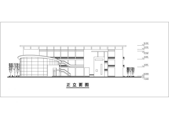 长沙芙蓉区某小学3900平米3层框架教学楼平立剖面设计CAD图纸_图1
