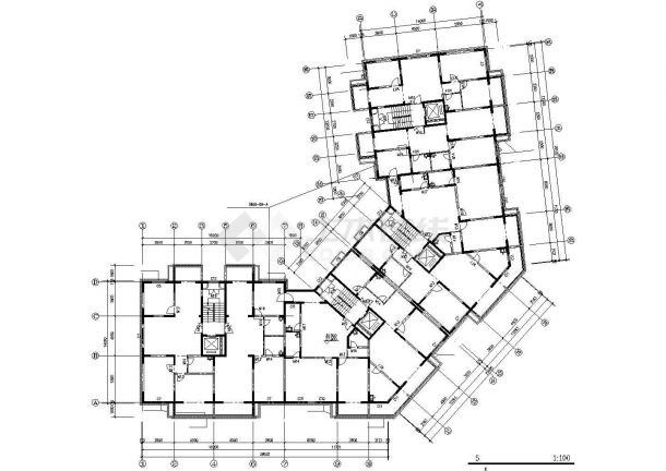 1.2万平米11层框架结构组合式住宅楼平立剖面设计CAD图纸（含机房层）-图一
