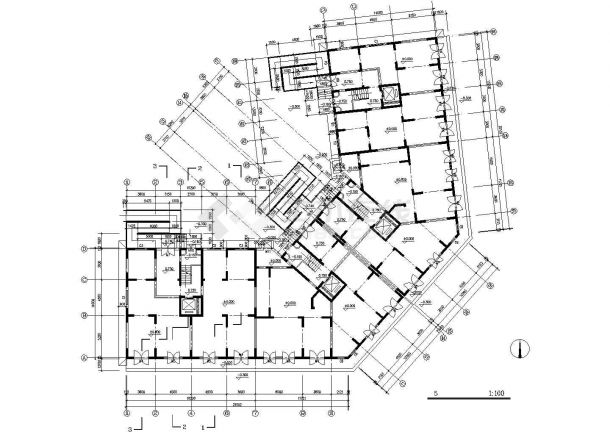 1.2万平米11层框架结构组合式住宅楼平立剖面设计CAD图纸（含机房层）-图二