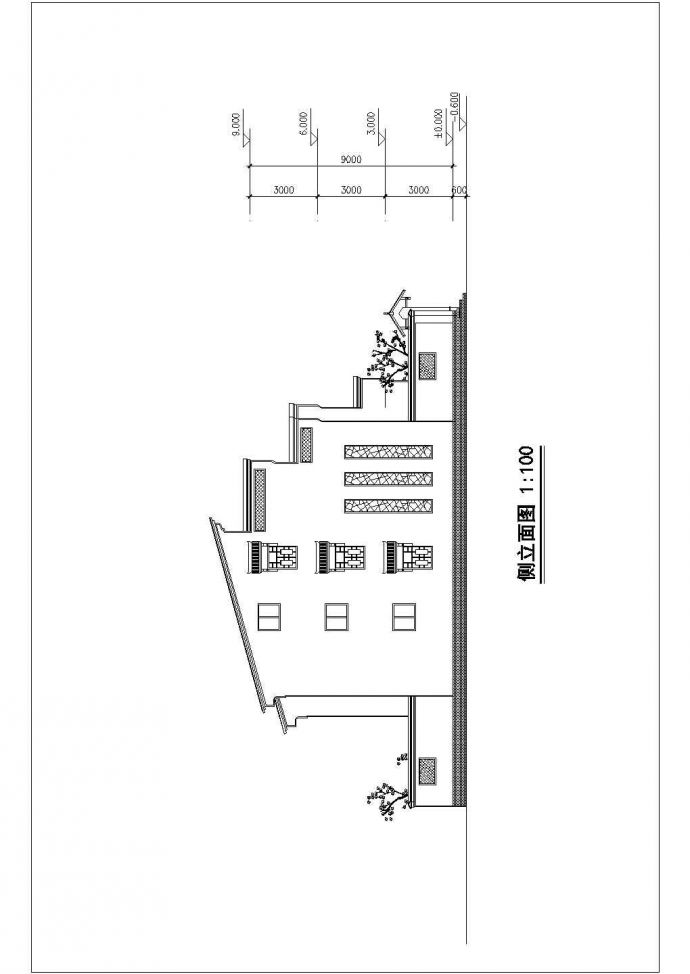 每户320平米3层框混结构双拼别墅平立面设计CAD图纸（3套方案）_图1