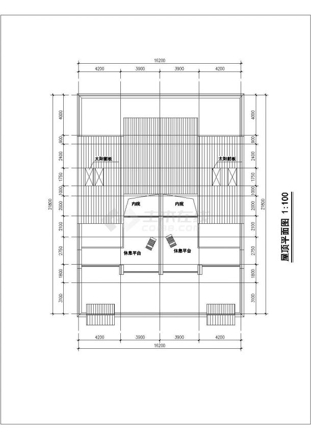 每户320平米3层框混结构双拼别墅平立面设计CAD图纸（3套方案）-图二
