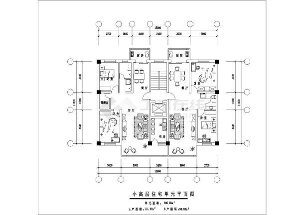 许昌市某新建小区70-120平米的热门户型设计CAD图纸（9张）-图一