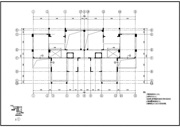 某四层异形柱别墅设计cad详细结构施工图_图1
