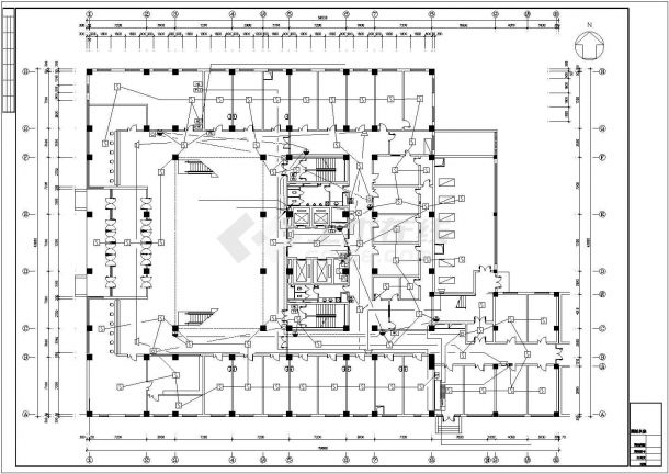 某地区市中心建筑各层消防平面系统设计CAD资料-图二