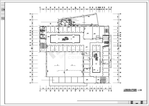 上海某高校五层框架结构学生食堂餐厅给排水CAD设计图纸-图二