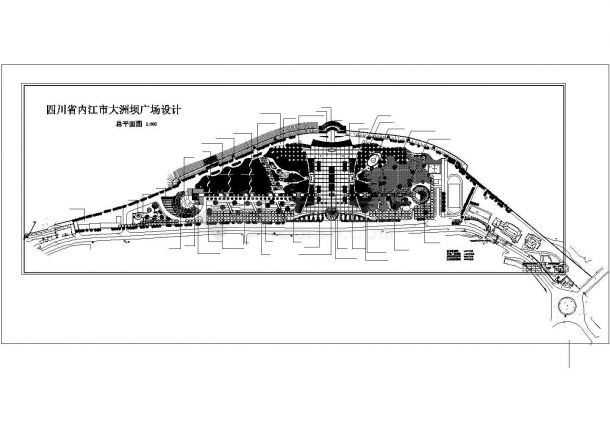 某四川省内江市大洲坝广场水景茶园CAD建筑设计施工图-图一