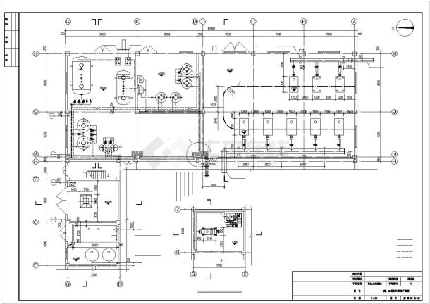 抚顺市某大型再生水处理站曝气池+加药间工艺设计CAD图纸（含总图）-图二