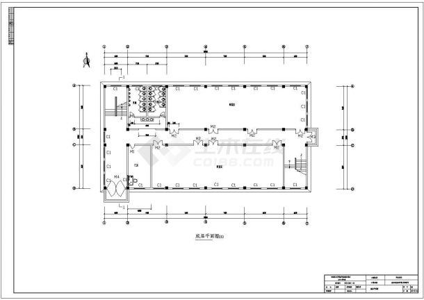 某建筑面积3088㎡三层框架图书馆毕业设计cad建筑施工图（含设计说明，含结构设计）-图二