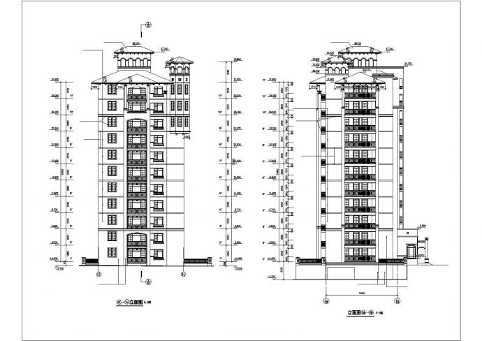 芜湖市某小区8500平米11层框架住宅楼立剖面设计CAD图纸_图1