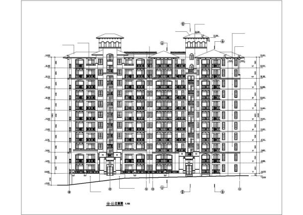 芜湖市某小区8500平米11层框架住宅楼立剖面设计CAD图纸-图二