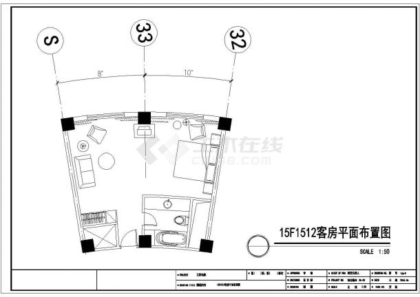 江苏省南京市某时尚主题酒店14-15楼客房装修CAD图纸-图一