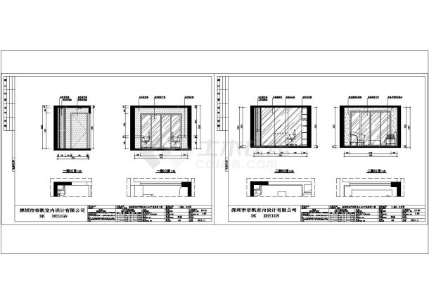 某现代风格办公空间CAD室内装修效果图-施工图-图一