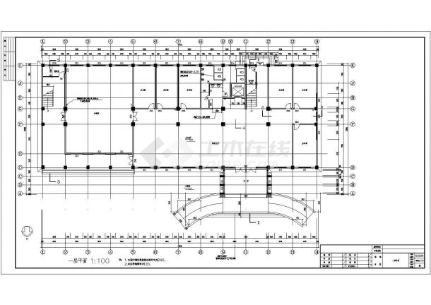 某20米框架结构五层办公楼建筑设计cad施工图-图二