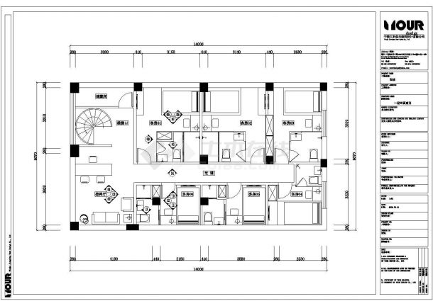 浙江省宁波市某小宾馆设计装修CAD图纸-图二