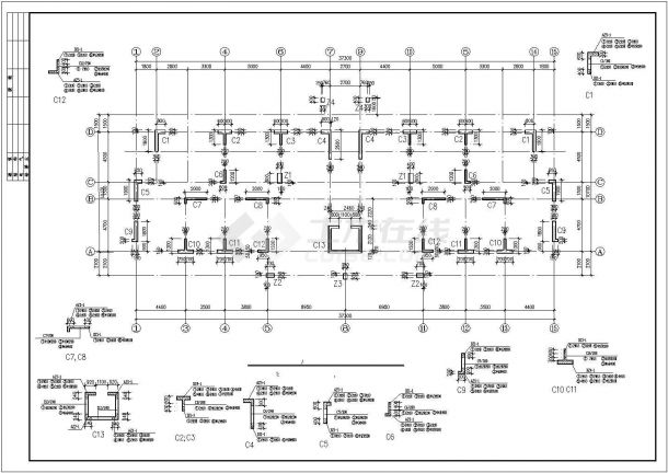 地上12层住宅结构CAD平面图纸-图二