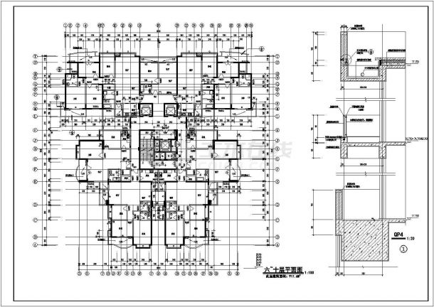 二十六层综合楼建筑CAD施工图-图二