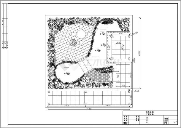某豪华型别墅私家花园规划设计cad总平面绿化配置图-图一