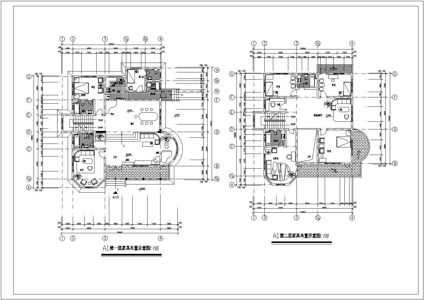 某三层框架结构欧式小别墅设计cad全套建筑施工图（含设计说明）