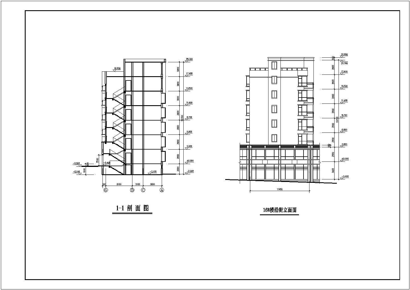 4900平米6层砖混结构住宅楼平立剖面设计CAD图纸（含半地下室）