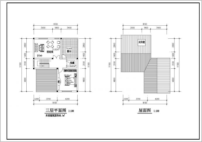 占地105平米3层砖混结构单体别墅平立剖面设计CAD图纸（含总图）_图1
