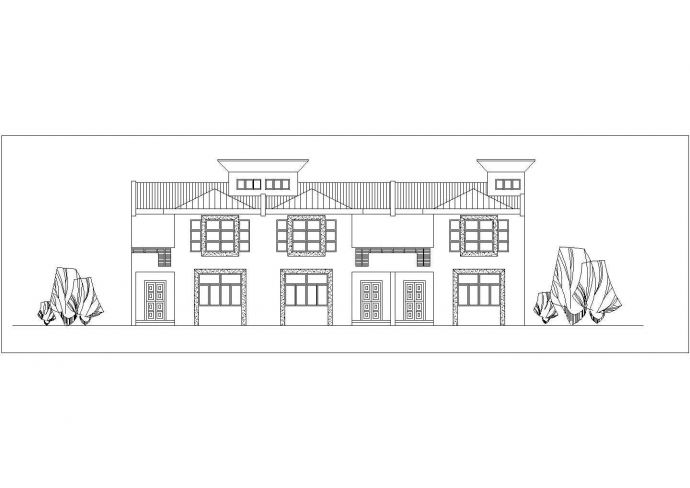 750平米2层框混结构三拼式别墅平立剖面设计CAD图纸（含总图）_图1