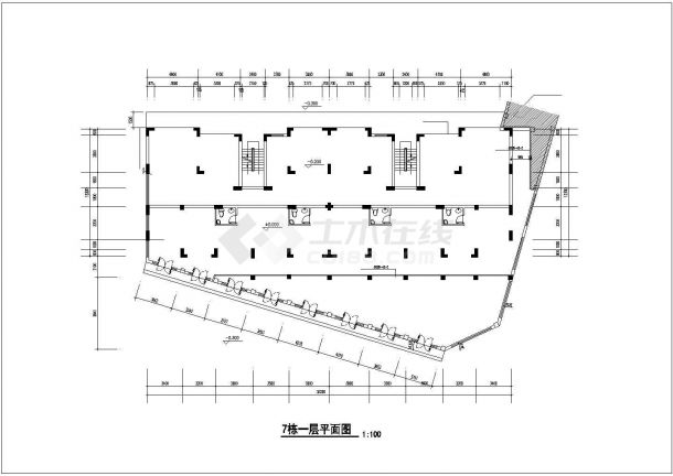 5500平米6层框混结构商住楼平立剖面设计CAD图纸（底层商铺）-图一