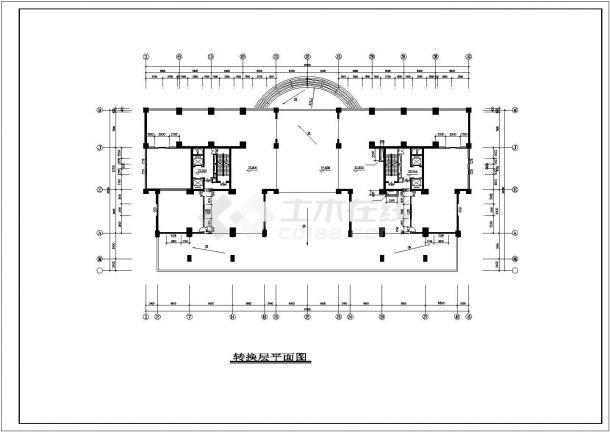 4.2万平米两栋24层联排商住楼平立剖面设计CAD图纸（1-6层商用）-图一