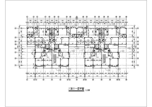 9100平米11层框架结构住宅楼平立剖面设计CAD图纸（含夹层）-图二