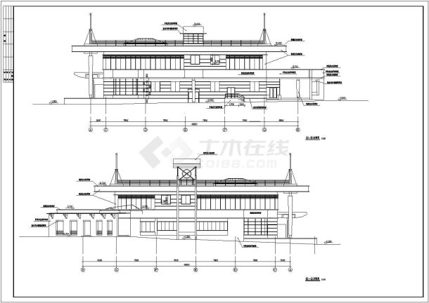 沈阳市某小区1900平米层框架结构活动会所其他建筑设计CAD图纸-图一