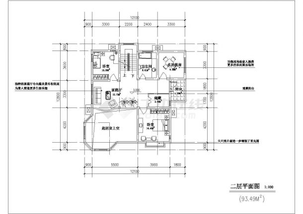 成都某村镇290平米三层混合结构单体乡村别墅平立面设计CAD图纸-图一