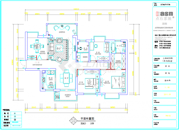 某地上海城4房附全套施工图欧式CAD图纸-图一