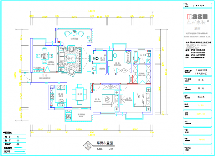 某地上海城4房附全套施工图欧式CAD图纸_图1