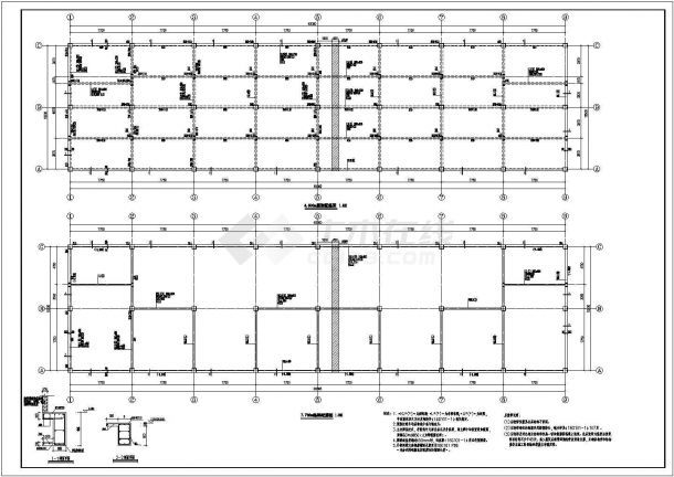 某地上一层框架结构展示馆设计cad详细结构施工图（含设计说明）-图二