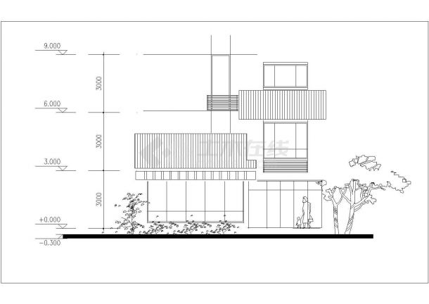 贵阳市某小区191平米3层砖混结构单体别墅建筑设计CAD图纸-图一