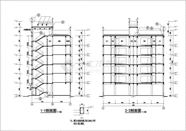 占地270平米6层砖混结构商住楼建筑设计CAD图纸（底层商铺）-图二