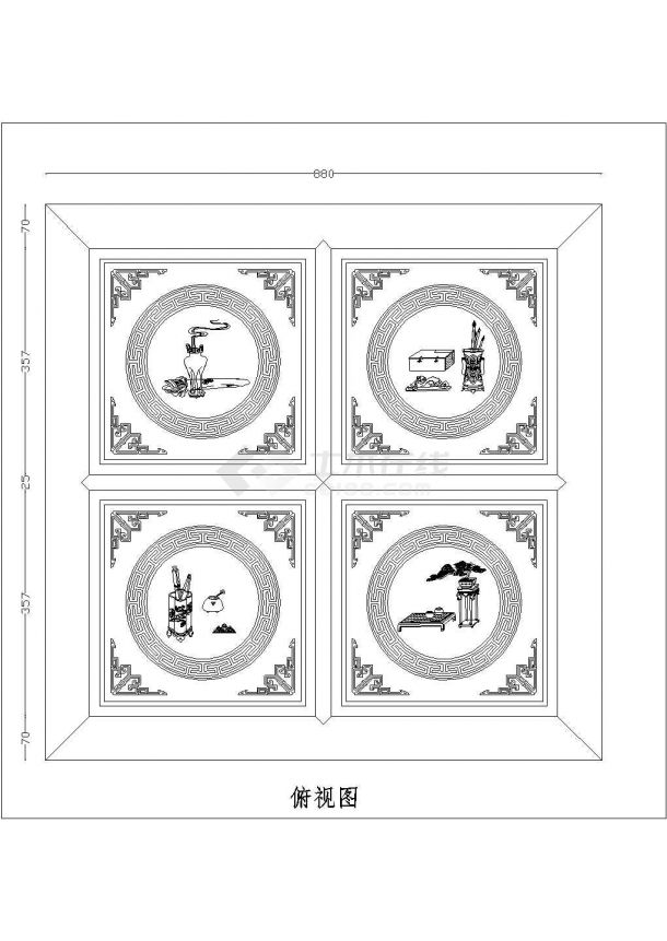 经典古典茶桌设计cad施工图纸（甲级院设计）-图二