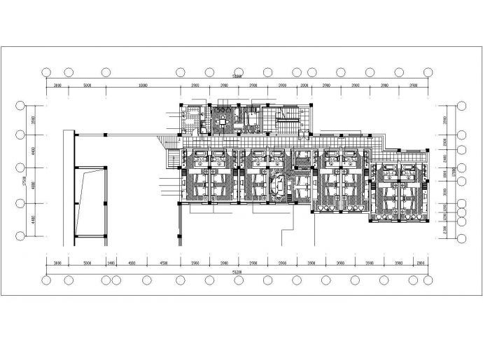 扬州市建设路某4层临街商务宾馆全套装修装饰设计CAD图纸_图1
