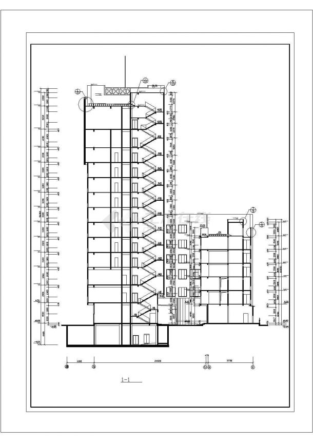 温州市建设路某13层剪力墙结构商务大酒店全套建筑设计CAD图纸-图二