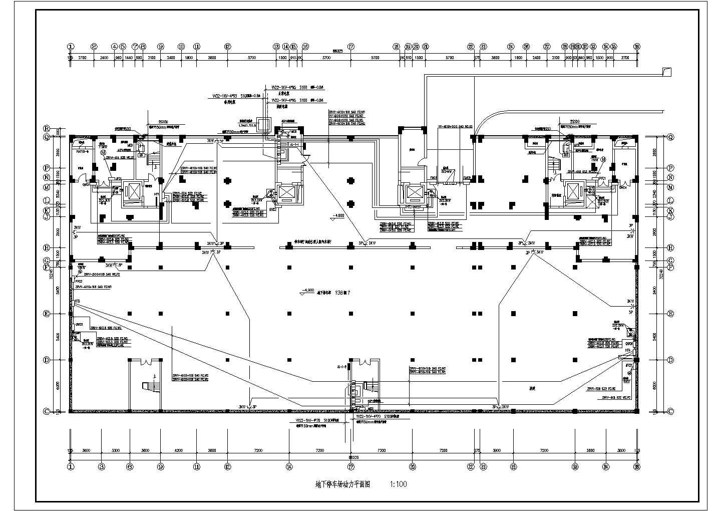 某地下停车场电气设计cad全套施工图纸（含设计说明）