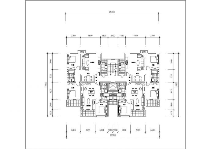 某高层住宅楼户型设计cad 平面方案图_图1