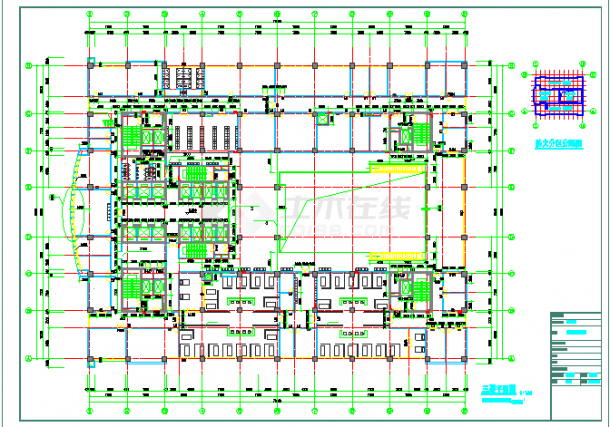 [江苏]22层框架剪力墙结构医院病房楼结构cad施工图（三层地下室、建筑图）-图一