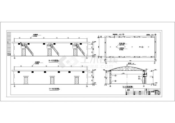 大跨度拱板屋盖仓库结构施工图(18米跨、含建筑图)-图一