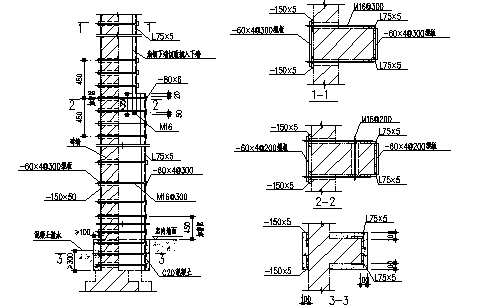 厂房壁柱设计_某单层外包钢厂房壁柱加固施工cad图纸_图1