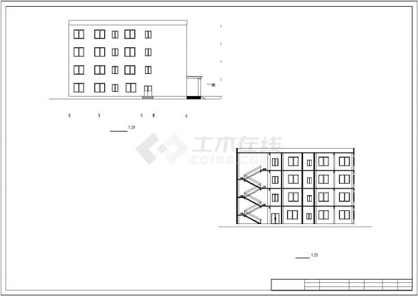 天津市某中学4700平米4层框架结构教学办公楼建筑设计CAD图纸-图二