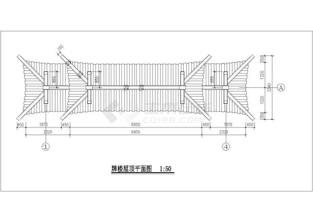 某地仿古牌坊建筑设计cad施工图纸-图一