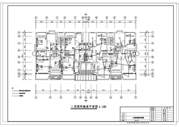 4层联体别墅电气平面设计建施cad图，共七张-图二