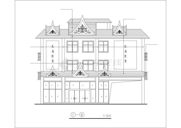 750平米3层框架结构商业综合连锁酒店楼建筑设计CAD图纸（1层商铺）-图一
