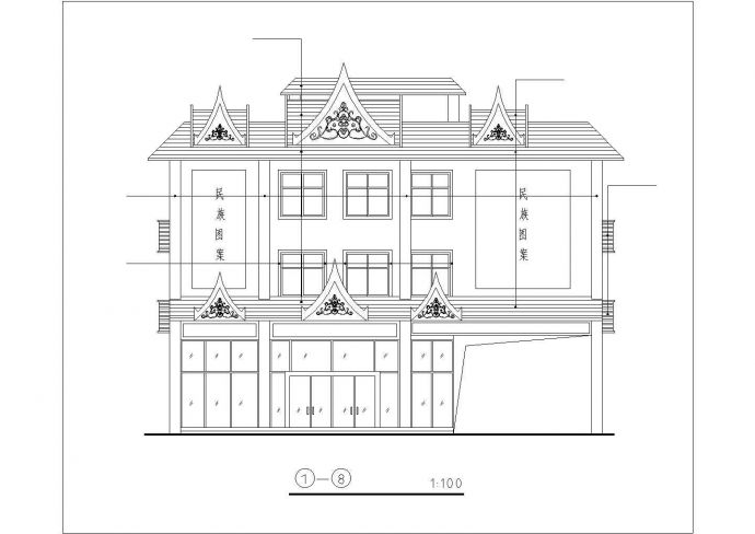 750平米3层框架结构商业综合连锁酒店楼建筑设计CAD图纸（1层商铺）_图1