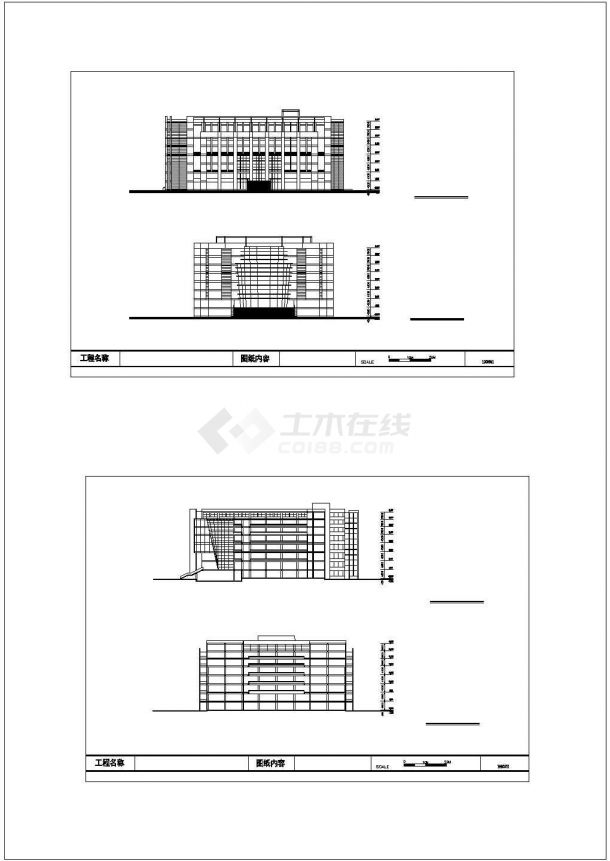 安徽财贸学院图书馆23897平米CAD建筑图带外观效果图-图一