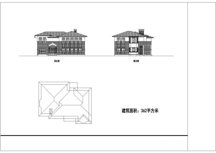 某362平方米二层框架结构简欧风格别墅设计cad建筑方案图纸_图1